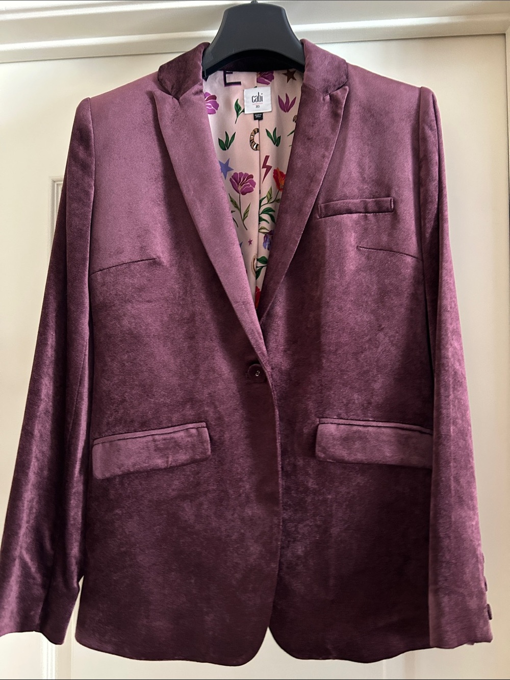 CAbi Velvet Blazer in Plum